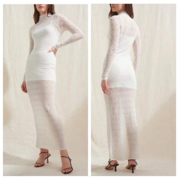 Abercrombie & Fitch Merino Wool Crochet Knit Maxi Dress - Picture 1 of 2